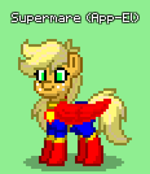Size: 696x804 | Tagged: safe, imported from derpibooru, applejack, pony, pony town, app-el, dc comics, green background, simple background, solo, superman, supermare
