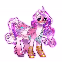 Size: 2048x2048 | Tagged: safe, artist:shinysolaria, imported from derpibooru, princess cadance, alicorn, pony, colored wings, multicolored wings, simple background, solo, tail, tail feathers, white background, wings