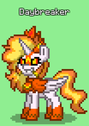 Size: 624x876 | Tagged: safe, imported from derpibooru, daybreaker, alicorn, pony, pony town, green background, simple background, solo