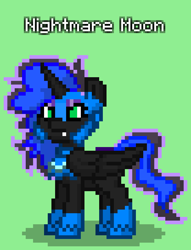 Size: 624x816 | Tagged: safe, imported from derpibooru, nightmare moon, alicorn, pony, pony town, green background, simple background, solo