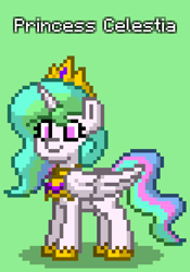 Size: 612x876 | Tagged: safe, imported from derpibooru, princess celestia, alicorn, pony, pony town, green background, simple background, solo