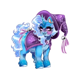 Size: 1080x1080 | Tagged: safe, artist:shinysolaria, imported from derpibooru, trixie, pony, unicorn, bell, bow, redesign, simple background, solo, tail, tail bow, white background