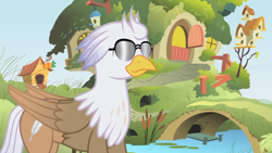 Size: 1280x721 | Tagged: safe, artist:mlp-silver-quill, imported from derpibooru, oc, oc:silver quill, after the fact, after the fact:it ain't easy being breezies, bird house, fluttershy's cottage, sunglasses