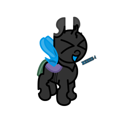 Size: 3000x3000 | Tagged: safe, artist:theunidentifiedchangeling, imported from derpibooru, oc, oc:uni(unidentified), changeling, >.<, ><, blue wings, changeling oc, cute, eyes closed, happy, ocbetes, open mouth, reeee, simple background, solo, transparent background, wings