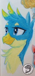 Size: 999x2137 | Tagged: safe, artist:invalid-david, imported from derpibooru, gallus, griffon, bust, g4, ponytober 2022