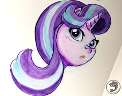 Size: 2111x1669 | Tagged: safe, artist:invalid-david, imported from derpibooru, starlight glimmer, pony, unicorn, female, floating head, g4, mare, painting, ponytober 2022, sketchbook, solo