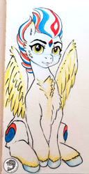 Size: 1202x2340 | Tagged: safe, artist:invalid-david, imported from derpibooru, pegasus, pony, korea, male, nation ponies, painting, ponified, ponytober 2022, sketchbook, solo, south korea, stallion, traditional art