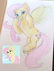 Size: 1706x2273 | Tagged: safe, artist:invalid-david, imported from derpibooru, fluttershy, pegasus, pony, g4, painting, ponytober 2022, sketchbook, solo, traditional art