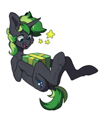Size: 2500x3000 | Tagged: safe, imported from derpibooru, oc, oc only, oc:azure slash, pony, unicorn, butt, cute, dock, happy, lying down, on back, plot, present, solo, stars, tail