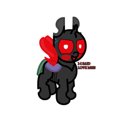 Size: 3000x3000 | Tagged: safe, artist:theunidentifiedchangeling, imported from derpibooru, oc, oc only, oc:rage(unidentified), changeling, blushing, changeling oc, heart, heart eyes, looking at you, red changeling, red wings, simple background, sweat, sweatdrops, transparent background, wingding eyes, wings