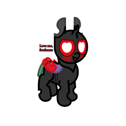 Size: 3000x3000 | Tagged: safe, artist:theunidentifiedchangeling, imported from derpibooru, oc, oc only, oc:rage(unidentified), changeling, pony, blushing, changeling oc, heart, heart eyes, looking at you, love me, red changeling, simple background, transparent background, wingding eyes