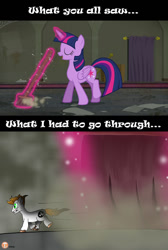 Size: 733x1089 | Tagged: safe, artist:vanillabeam, edit, edited screencap, imported from derpibooru, screencap, twilight sparkle, oc, oc:vanilla beam, alicorn, earth pony, pony, the saddle row review, broom, brush, brushie brushie, cleaning, dust, eyes closed, female, glowing, glowing horn, horn, magic, male, mare, micro, run away, running, stallion, sweeping, sweepsweepsweep, telekinesis, tiny, tiny ponies, twilight sparkle (alicorn), twilight sweeple, walking