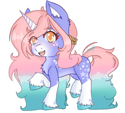 Size: 786x712 | Tagged: safe, artist:derpyvr, imported from derpibooru, oc, oc only, oc:fluffy dream, pony, unicorn, blushing, coat markings, ear fluff, female, mare, open mouth, open smile, ponysona, simple background, smiling, socks (coat markings), solo, traditional art, transparent background, two toned mane, unshorn fetlocks
