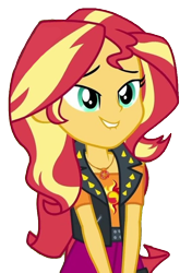 Size: 612x867 | Tagged: safe, edit, edited screencap, imported from derpibooru, screencap, sunset shimmer, human, equestria girls, equestria girls series, forgotten friendship, background removed, bacon hair, clothes, cute, female, geode of empathy, magical geodes, shimmerbetes, simple background, solo, transparent background, vest, wide eyes