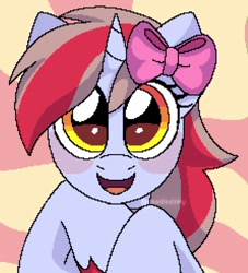 Size: 872x962 | Tagged: safe, artist:doodlesinky, imported from derpibooru, oc, oc only, pony, unicorn, bow, hair bow