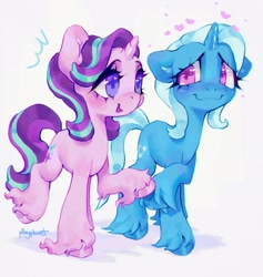 Size: 1944x2048 | Tagged: safe, artist:p0nyplanet, imported from derpibooru, starlight glimmer, trixie, pony, unicorn, duo, female, lesbian, shipping, startrix