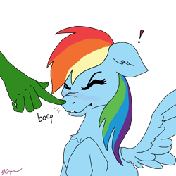 Size: 2048x2048 | Tagged: safe, artist:catscratchpaper, color edit, edit, imported from derpibooru, rainbow dash, oc, oc:anon, human, pegasus, pony, boop, colored, simple background, transparent background