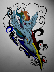 Size: 900x1200 | Tagged: artist needed, safe, color edit, edit, imported from derpibooru, rainbow dash, pegasus, pony, colored