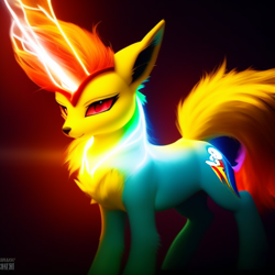 Size: 512x512 | Tagged: safe, imported from derpibooru, rainbow dash, hybrid, jolteon, ai content, ai generated, generator:stable diffusion, pokémon