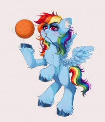 Size: 1762x2048 | Tagged: safe, artist:p0nyplanet, imported from derpibooru, rainbow dash, pegasus, pony, basketball, blowing whistle, cloven hooves, female, mare, rainblow dash, referee rainbow dash, simple background, sports, tan background, whistle