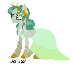 Size: 623x539 | Tagged: safe, artist:harmonicdreemur1308, imported from derpibooru, earth pony, pony, base used, clothes, demeter, dress, female, greek mythology, laurel wreath, mare, ponified, simple background, solo, white background