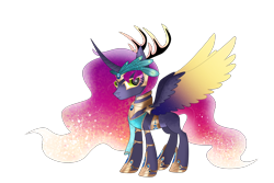 Size: 3000x2000 | Tagged: safe, artist:harmonicdreemur1308, imported from derpibooru, oc, oc only, alicorn, pony, alicorn oc, antlers, clothes, ethereal mane, female, hoof shoes, horn, mare, scarf, simple background, solo, starry mane, transparent background, wings