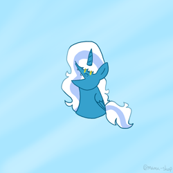 Size: 3000x3000 | Tagged: safe, artist:mama-shep, imported from derpibooru, oc, oc only, oc:fleurbelle, alicorn, pony, alicorn oc, blue background, female, horn, mare, simple background, solo, wings, yellow eyes