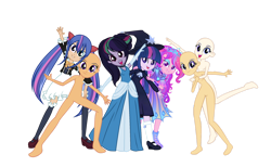 Size: 1280x789 | Tagged: safe, artist:brooklynsentryyt, artist:noreentheartist, imported from derpibooru, oc, oc only, oc:galaxyswirlsyt, oc:moonflowerella, oc:stardustshadowsentry, oc:starflightsparkleyt, oc:starshinestellaryt, oc:yukkimo, human, equestria girls, base used