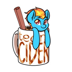 Size: 1500x1500 | Tagged: safe, artist:koapony, imported from derpibooru, oc, oc only, pony, chocolate, cinnamon, cup, cup of pony, eyebrows, eyebrows visible through hair, food, hot chocolate, looking at you, micro, smiling, solo