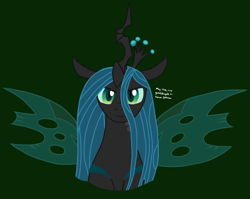 Size: 2600x2068 | Tagged: safe, artist:yoshiknight2, imported from derpibooru, queen chrysalis, changeling, changeling queen, bust, crown, female, green background, jewelry, looking at you, mare, regalia, simple background, solo