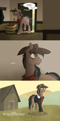 Size: 1280x2562 | Tagged: safe, artist:lolepopenon, imported from derpibooru, oc, oc:oliver, pony, ask billie the kid, comic, hat, male, solo, stallion