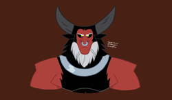 Size: 3502x2030 | Tagged: safe, artist:yoshiknight2, imported from derpibooru, lord tirek, centaur, taur, brown background, bust, frown, looking at you, male, nose piercing, nose ring, piercing, simple background, solo