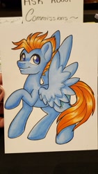 Size: 1152x2048 | Tagged: safe, artist:inkkeystudios, imported from derpibooru, oc, oc only, pegasus, pony, looking at you, smiling, solo, spread wings, wings