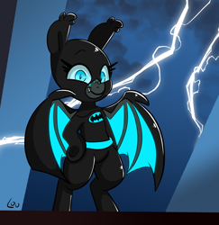 Size: 2032x2088 | Tagged: safe, artist:lou, imported from derpibooru, oc, oc:umbra glow, bat pony, pony, batmare, glowing, latex, lightning, looking at you, night