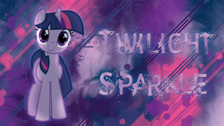 Size: 1920x1080 | Tagged: safe, artist:ckittykat98, artist:kittyhawk-contrail, edit, imported from derpibooru, twilight sparkle, pony, unicorn, abstract background, female, looking at you, mare, name, smiling, solo, unicorn twilight, wallpaper, wallpaper edit