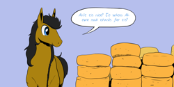 Size: 1280x640 | Tagged: safe, artist:darkhestur, imported from derpibooru, oc, oc:dark, pony, braid, cheese, food, simple background