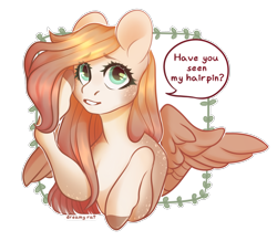 Size: 3583x3128 | Tagged: safe, artist:dreamyrat, imported from derpibooru, oc, oc only, pegasus, pony, dialogue, female, green eyes, looking at you, mare, open mouth, open smile, pegasus oc, simple background, smiling, solo, talking to viewer, wings