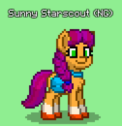 Size: 756x780 | Tagged: safe, imported from derpibooru, sunny starscout, earth pony, pony, pony town, bag, g5, green background, my little pony: a new generation, simple background, solo