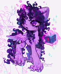 Size: 1698x2048 | Tagged: safe, artist:p0nyplanet, imported from derpibooru, twilight sparkle, alicorn, pony, book, curly hair, curly mane, female, magic, solo, twilight sparkle (alicorn)