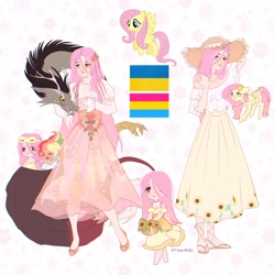 Size: 2048x2048 | Tagged: safe, artist:cryweas, imported from derpibooru, discord, fluttershy, rainbow dash, draconequus, human, pegasus, pony, barefoot, basket, blushing, clothes, cute, discoshy, dress, eyes closed, feet, female, flats, flower, flower in hair, flutterdash, freckles, glasses, hat, humanized, interspecies, lesbian, male, open mouth, pansexual, pansexual pride flag, pride, pride flag, sandals, see-through, shipping, shirt, shoes, shyabetes, skirt, sleep mask, socks, stockings, straight, sun hat, sundress, t-shirt, thigh highs, ukraine, ukraine flag, yawn
