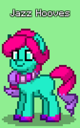 Size: 504x804 | Tagged: safe, imported from derpibooru, earth pony, pony, pony town, g5, green background, jazz hooves, sash, simple background, solo