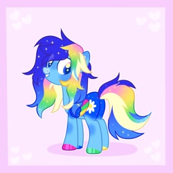 Size: 2048x2048 | Tagged: safe, artist:moonydropps, imported from derpibooru, oc, oc only, pegasus, pony, hair, looking back, mane, smiling, solo, tail, wings