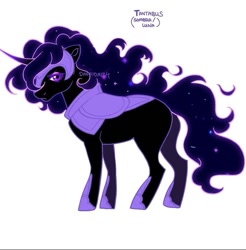 Size: 697x708 | Tagged: safe, artist:daffidaizy, imported from derpibooru, oc, oc only, oc:tantabus, pony, interspecies offspring, offspring, parent:king sombra, parent:princess luna, simple background, white background