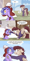 Size: 1280x2562 | Tagged: safe, artist:lolepopenon, imported from derpibooru, oc, oc:billie, oc:pepper, earth pony, pegasus, pony, ask billie the kid, ask, comic, crying, duo, female, filly, foal, glasses, hat, mare