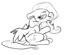 Size: 1800x1404 | Tagged: safe, artist:sunburst1ng, imported from derpibooru, fluttershy, pegasus, pony, bong, female, flutterhigh, high, lineart, monochrome, solo