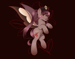Size: 1900x1500 | Tagged: safe, artist:bubbleyfishey, imported from derpibooru, pegasus, pony, genshin impact, hat, hu tao (genshin impact), maroon background, ponified, simple background