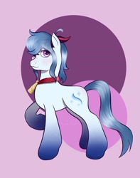 Size: 1500x1900 | Tagged: safe, artist:bubbleyfishey, imported from derpibooru, goat, pony, abstract background, bell, ganyu (genshin impact), looking at you, ponified, simple background, solo