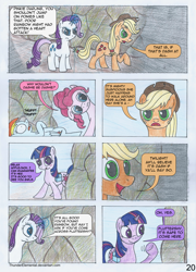 Size: 3454x4800 | Tagged: safe, artist:thunderelemental, imported from derpibooru, applejack, pinkie pie, rainbow dash, rarity, twilight sparkle, changeling, pony, comic:swarm rising, comic, disguise, disguised changeling, speech bubble, traditional art
