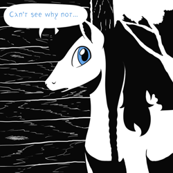 Size: 659x659 | Tagged: safe, artist:darkhestur, imported from derpibooru, oc, oc:dark, pony, black and white, grayscale, looking at you, monochrome, noir, speech bubble