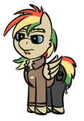 Size: 118x171 | Tagged: safe, artist:gray star, imported from derpibooru, part of a set, oc, oc:rainbow code, pegasus, pony, the sunjackers, clothes, cyberpunk, gray's tiny pony set, jacket, male, pants, simple background, stallion, transparent background